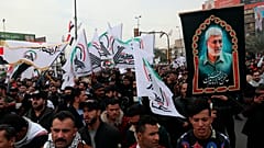 مسيرات لإحياء ذكرى اغتيال قاسم سليماني ونائب زعيم قوات الحشد العراقي أبو مهدي المهندس في بغداد