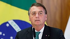 Brazil's President Jair Bolsonaro speaks during a joint press conference Paraguay's president at the Planalto Palace in Brasilia, Brazil, Nov. 24, 2021.