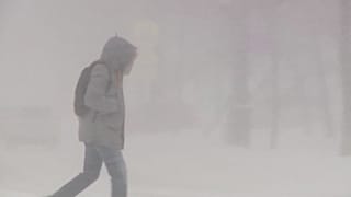 Tempête de neige sur l'île de Sakhaline en Russie