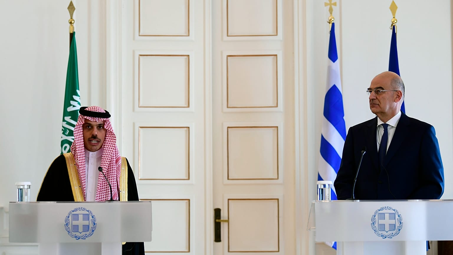 Suudi Arabistan Dışişleri Bakanı Faysal bin Ferhan el Suud / Yunanistan Dışişleri Bakanı Nikos Dendias