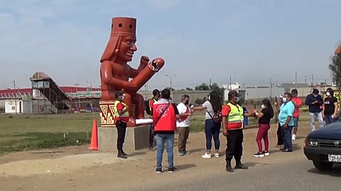 An indigenous Mochica man with a giant penis in Moche Peru.