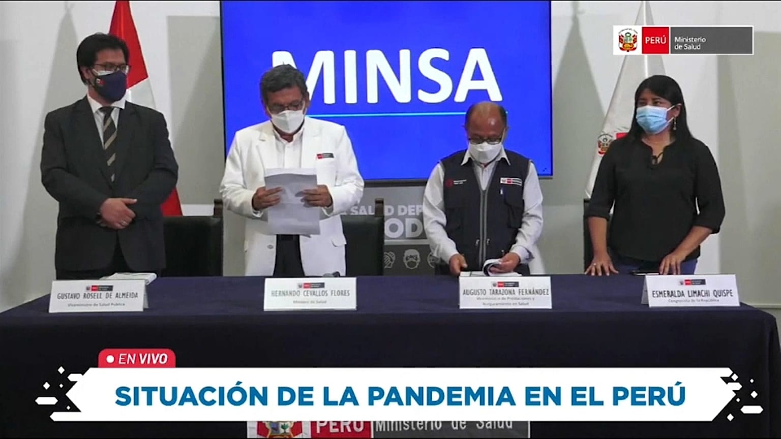 Rueda de prensa del ministro de Salud de Perú, Hernando Cevallos