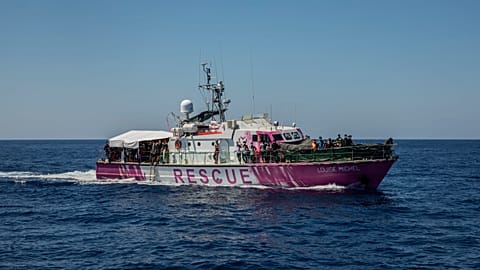 The Louise Michel vessel, founded by renowned artist Banksy, brought 31 rescued migrants to Lampedusa