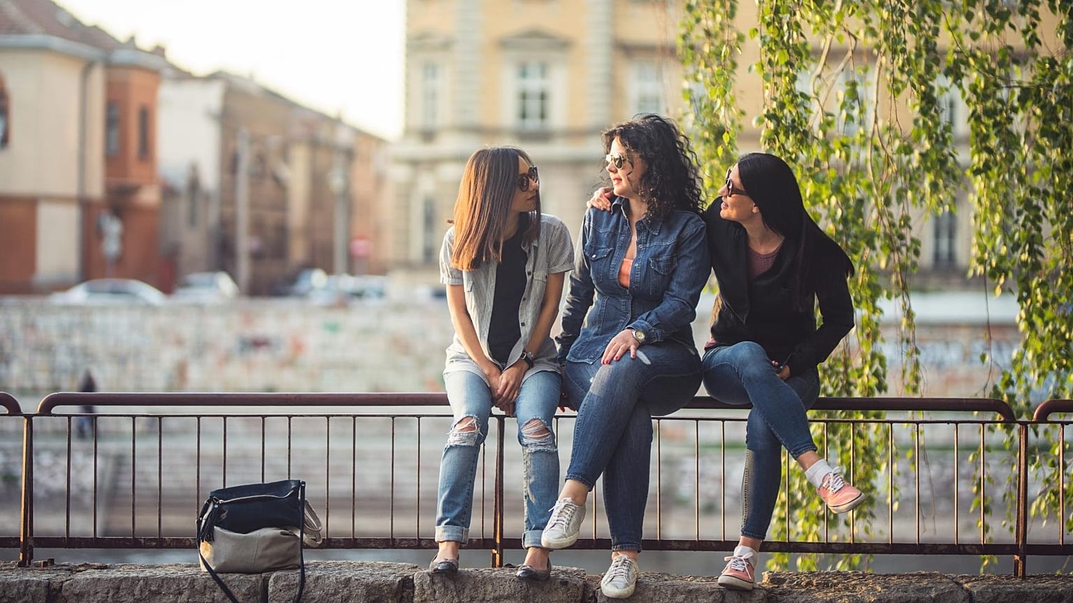 A group of friends talking