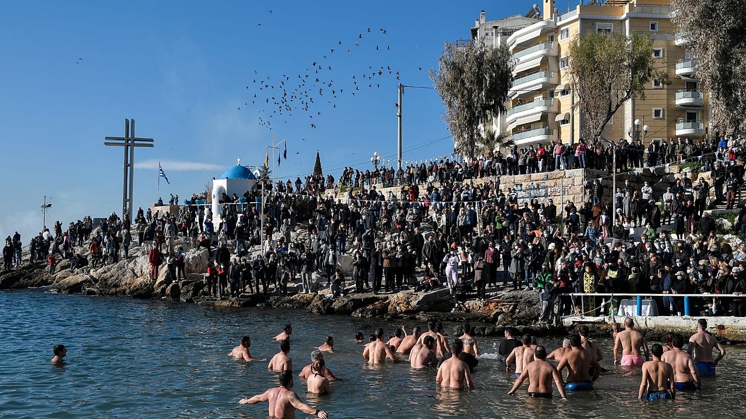 People assemble on Greece's shores every year to watch the action unfold