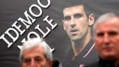 Une photo de Novak Djokovic lors d'une manifestation de soutien au champion à Belgrade (Serbie), le 8 janvier 2022