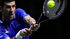 Novak Djokovic, contre Marin Cilic en demi-finale de coupe Davis, le 3 décembre 2021, Madrid, Espagne