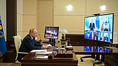 Le président Poutine lors d'une visioconférence de l'Organisation du traité de sécurité collective (10 janvier 2021)