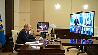 Le président Poutine lors d'une visioconférence de l'Organisation du traité de sécurité collective (10 janvier 2021)