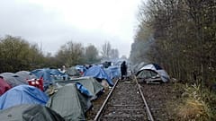 A migrants makeshift camp is set up in Calais, northern France, Saturday, Nov. 27, 2021. 