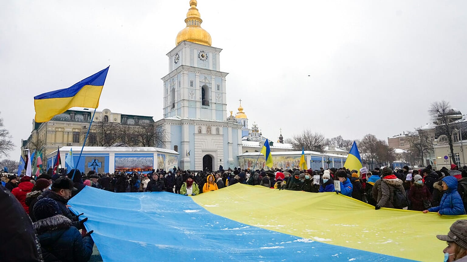 Eine anti-russische Demonstration in Kiew am 9. Januar 2022