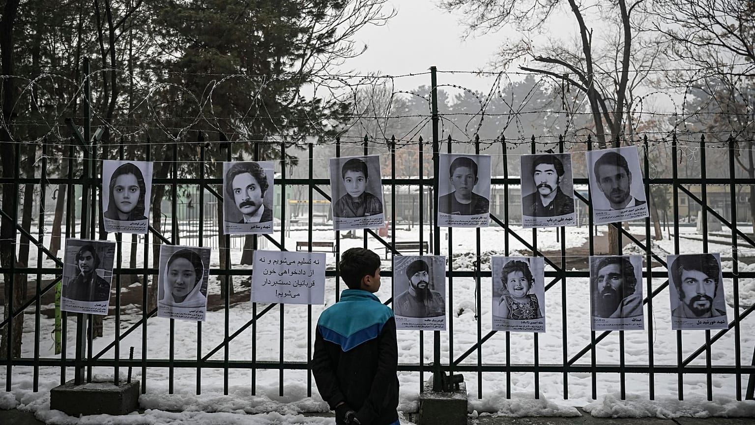 A public gallery, displaying over 1,000 portraits of Afghan war victims, in Kabul, Afghanistan, was ordered to be taken down by the Taliban 