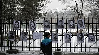A public gallery, displaying over 1,000 portraits of Afghan war victims, in Kabul, Afghanistan, was ordered to be taken down by the Taliban