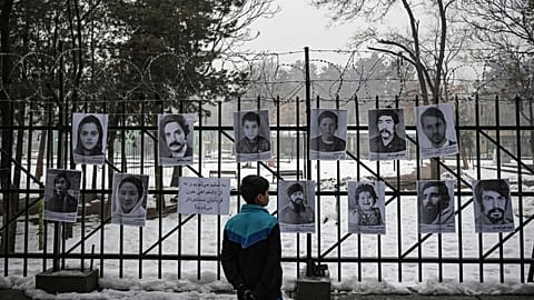 A public gallery, displaying over 1,000 portraits of Afghan war victims, in Kabul, Afghanistan, was ordered to be taken down by the Taliban 