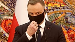 Poland's President Andrzej Duda is pictured during a news conference in Skopje in November.