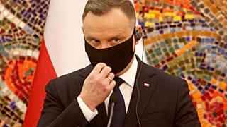 Poland's President Andrzej Duda is pictured during a news conference in Skopje in November.