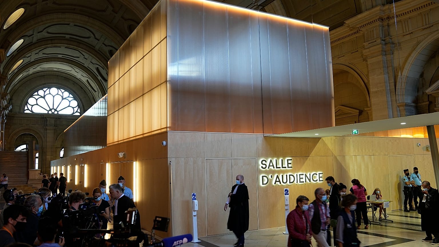 Salle d'audience du procès des attentats du 13 novembre, photo prise le 8 septembre 2021