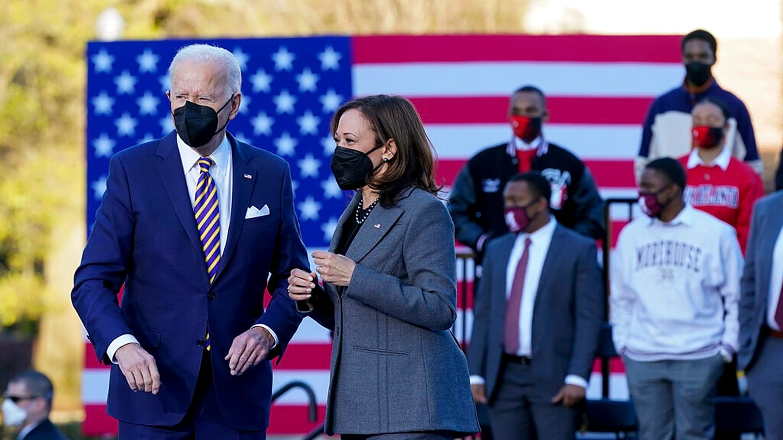 Le président Joe Biden et la vice-présidente Kamala Harris mardi 11 janvier 2022, à Atlanta.