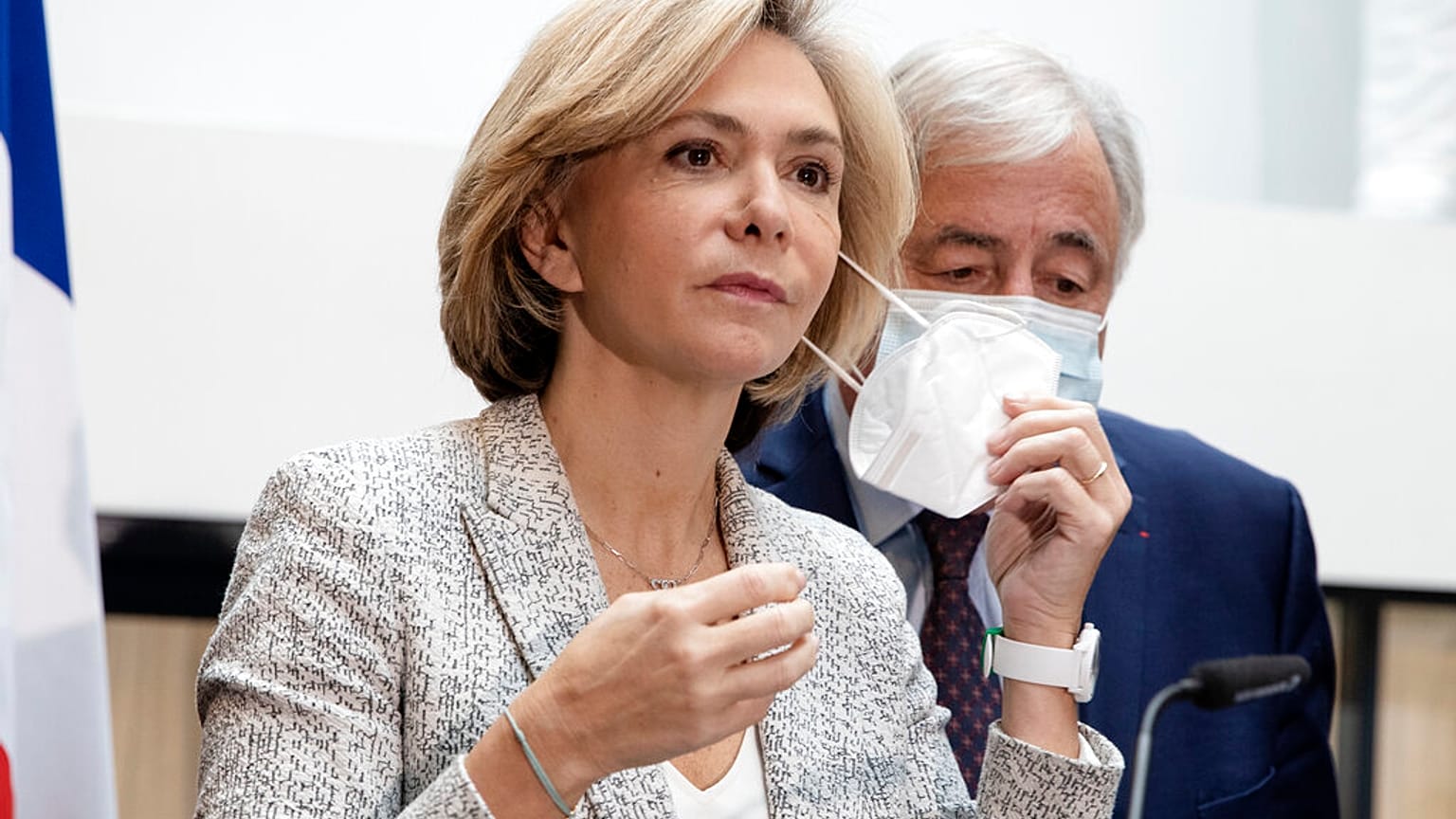 Valerie Pecresse, Kandidatin der Konservativen "Les Republicains" für die französischen Präsidentschaftswahlen 2022 während einer Pressekonferenz, 08.01.2022