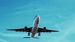 A plane takes off   