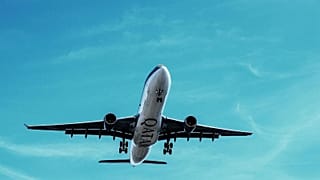A plane takes off   
