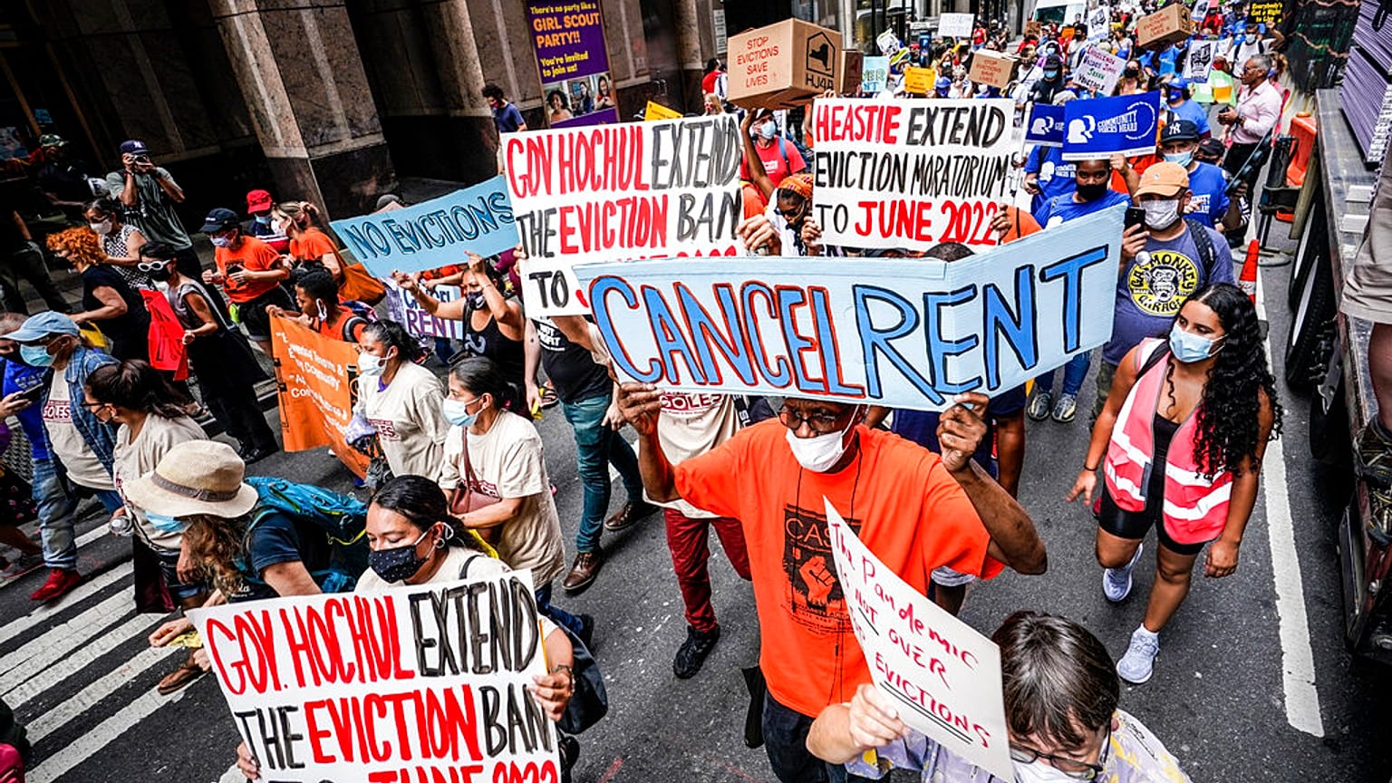 Imagen de archivo de una manifestación a favor de la extensión de la moratoria a los deshaucios en Nueva York