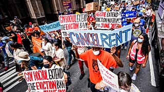 Imagen de archivo de una manifestación a favor de la extensión de la moratoria a los deshaucios en Nueva York