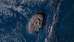 Der Vulkanausbruch vor Tonga, aufgenommen von einem Satelliten