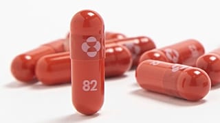 This undated photo provided by Merck & Co. shows their new antiviral medication molnupiravir. 