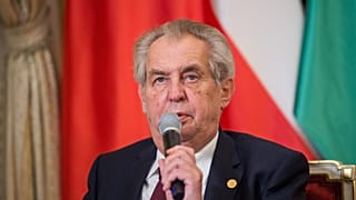 Zeman cseh elnök egy V4-csúcstalálkozó utáni sajtóértekezleten