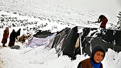 Das eingeschneite Camp in Afrin nördlich von Aleppo