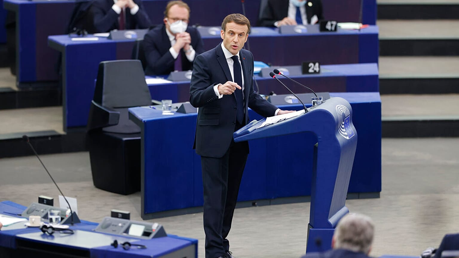Emmanuel Macron au Parlement européen à Strasbourg, le 22 janvier 2022