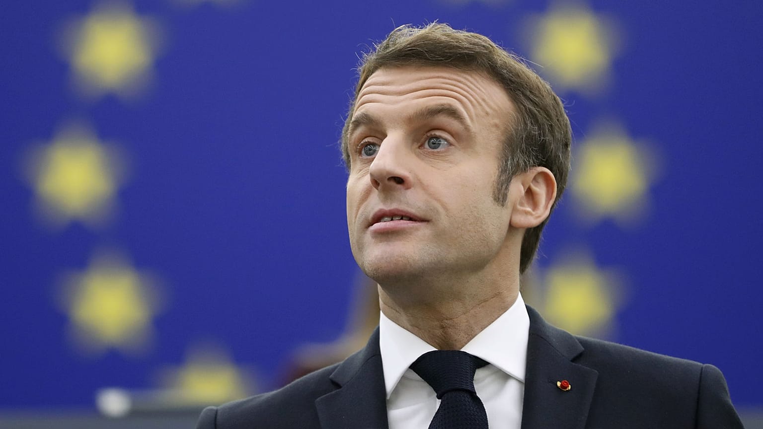 Le président français, Emmanuel Macron, lors de son discours au Parlement européen à Strasbourg, le 19 janvier 2022
