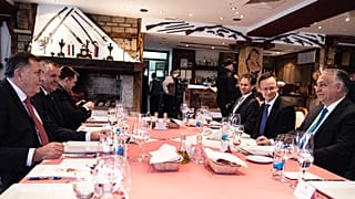 Milorad Dodik és Orbán Viktor munkaebédje Laktašiban, 2021. novemberében