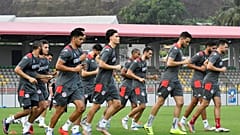 لاعبو االمنتخب التونسي خلال حصة تدريبية في كأس أمم إفريقيا. 19/01/2022