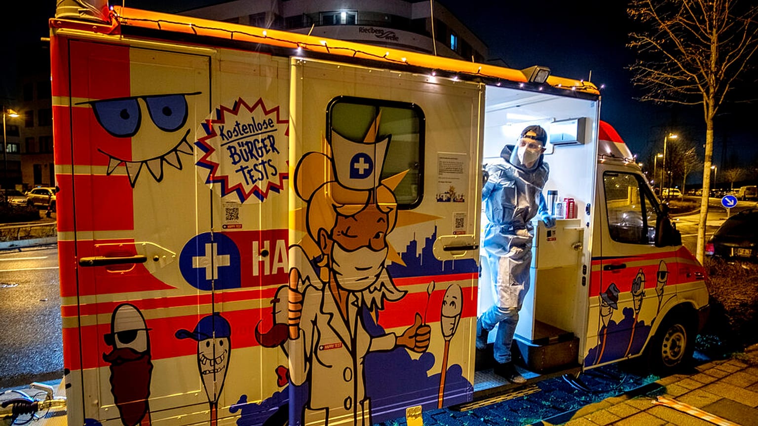 Mobile Coronavirus-Teststation in Frankfurt
