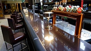 The bar is empty at the Sheraton hotel during the coronavirus pandemic in Montreal, Wednesday, Nov. 18, 2020.
