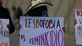 Protest Ciudad Juarez gegen die Ermordung von zwei lesbischen Frauen, die am vergangenen Sonntag zerstückelt und in Plastiktüten aufgefunden wurden.