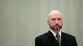 Convicted mass murderer Anders Behring Breivik looks on during the last day of his appeal case in Borgarting Court of Appeal at Telemark prison in Skien, Norway, Jan. 18, 2017