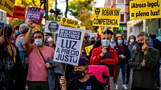 Citizens of Madrid take part in a protest against gas and electricity price hikes, September 2021