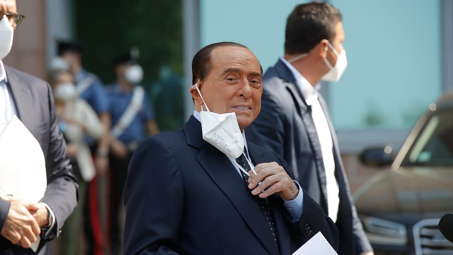 Archives : Silvio Berlusconi quittant l'hôpital San Raffaele de Milan, le 14/09/2020