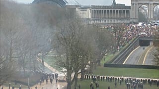 Cinquantenaire park with police line