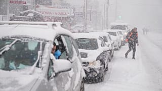 Dramatische Schneefälle in Athen in Griechenland