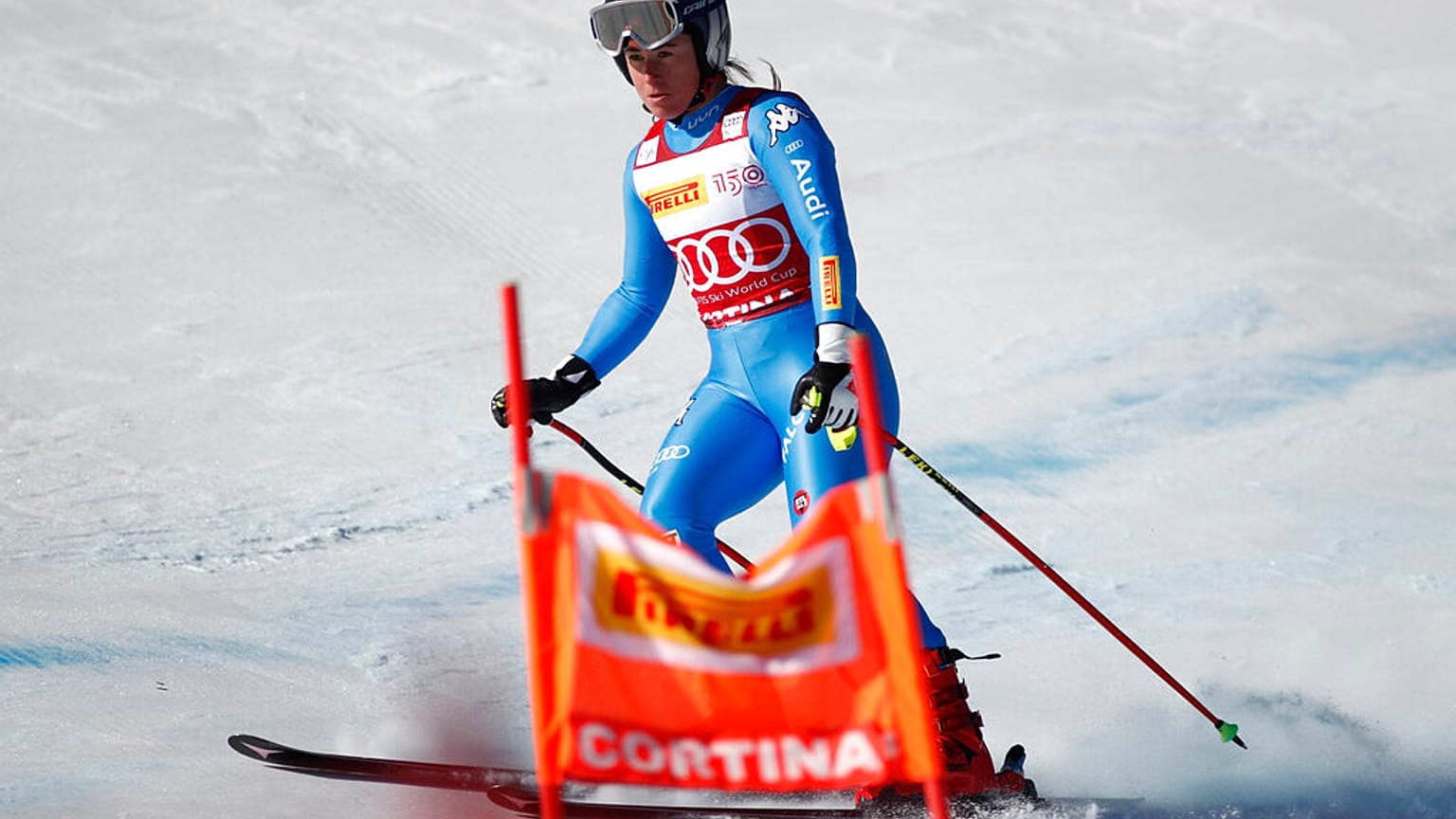 Sofia Goggia nel SuperG di Cortina, 23 gennaio 2022. 