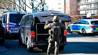Rendőr bevetésen a heidelbergi egyetemnél 