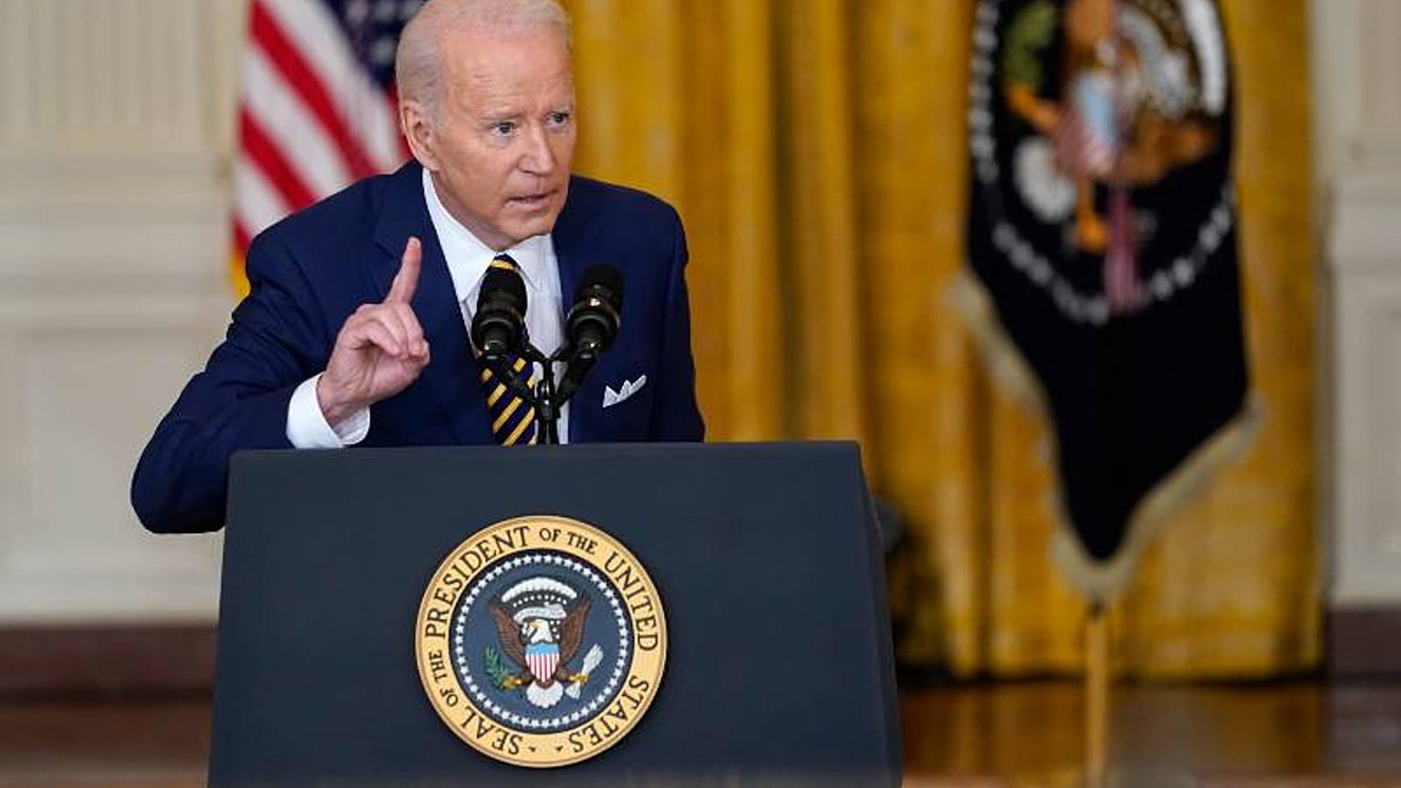 US President Joe Biden at a news conference at the White House on 19 January 2022