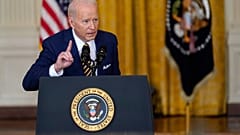 US President Joe Biden at a news conference at the White House on 19 January 2022