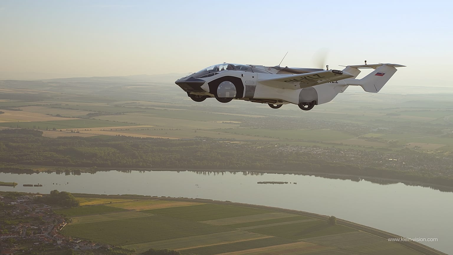 The prototype AirCar in the skies above Slovakia.