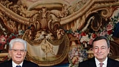 Le président italien Sergio Mattarella et le Premier ministre Mario Draghi au palais du Quirinale, janvier 2021