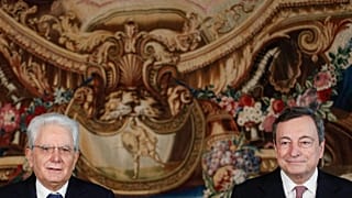 Le président italien Sergio Mattarella et le Premier ministre Mario Draghi au palais du Quirinale, janvier 2021